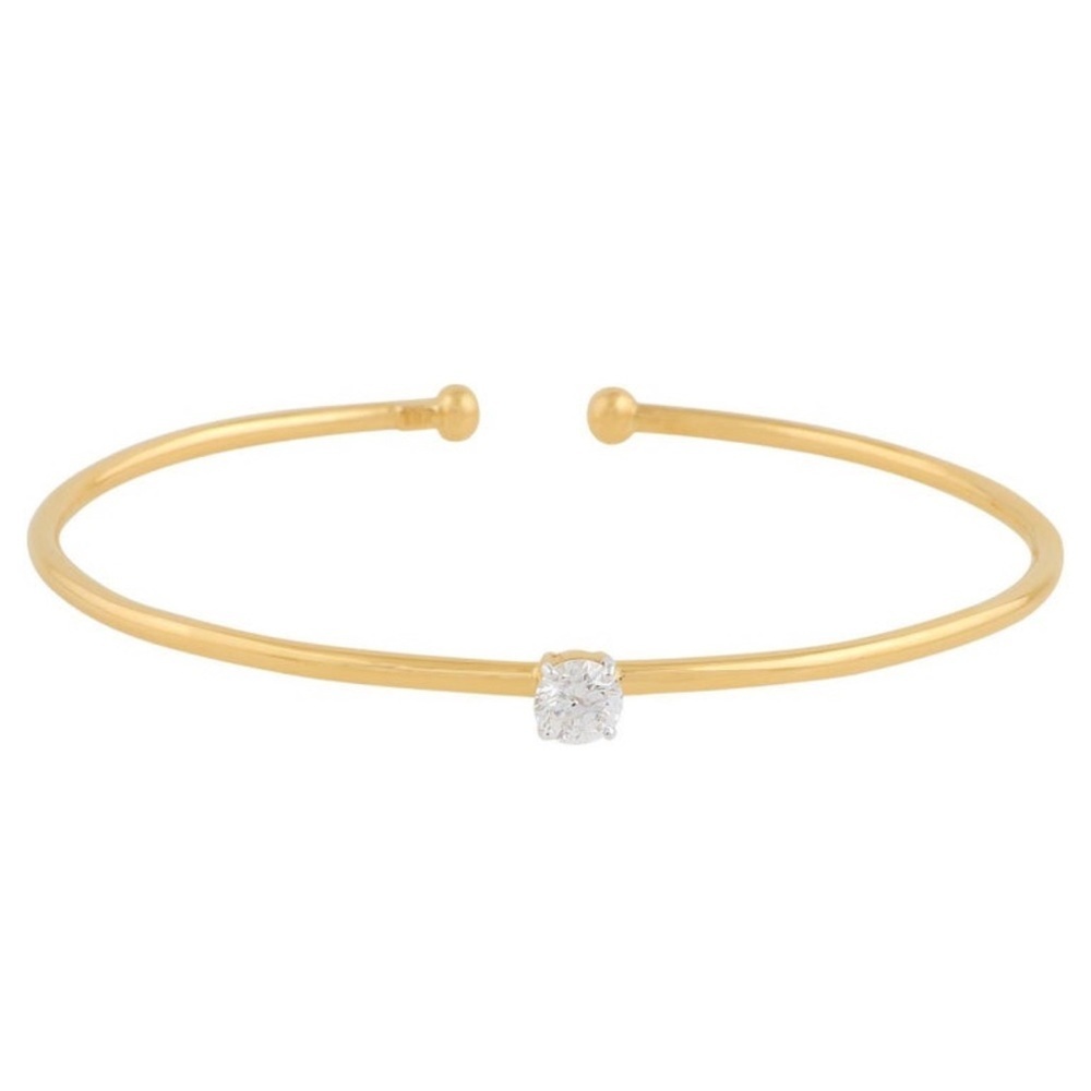 Minimalist 14K Gold Plated Cuff Bracelet with Gem Accent 💎